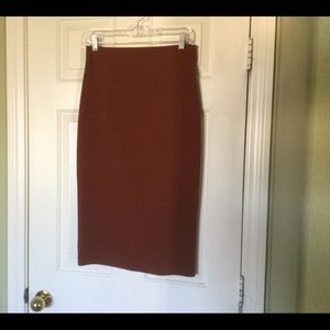 Zara Burnt Rust Midi Pencil Skirt